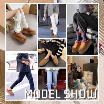 Womens Slipper Platform Mini Boots Short Ankle Boot Fur Fleece Suede Warm Lined Sneakers Indoor Outdoor Anti-Slip Boot