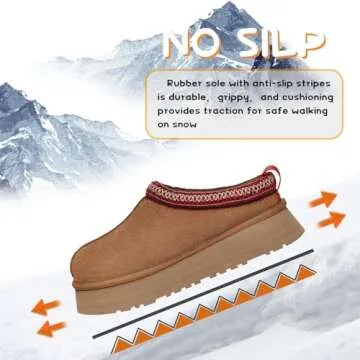 Womens Slipper Platform Mini Boots Short Ankle Boot Fur Fleece Suede Warm Lined Sneakers Indoor Outdoor Anti-Slip Boot