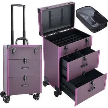 FRENESSA Rolling Nail Case - Professional Makeup Trolley Organizer