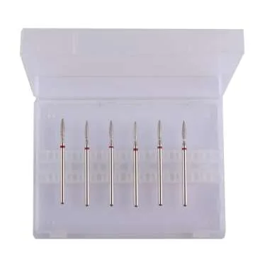 MZCMSL Flame Cuticle Drill Bit Set with Case, 6pcs Pro Diamond Nail Bits for Nail Salon Manicure