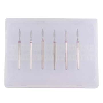 MZCMSL Flame Cuticle Drill Bit Set with Case, 6pcs Pro Diamond Nail Bits for Nail Salon Manicure