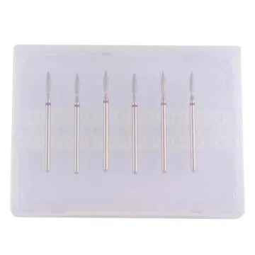 MZCMSL Flame Cuticle Drill Bit Set with Case, 6pcs Pro Diamond Nail Bits for Nail Salon Manicure