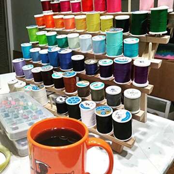 SAND MINE Wooden Thread Rack Sewing and Embroidery Thread Holder, 60 Spools