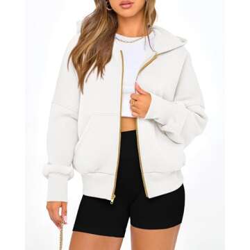 BTFBM Womens Zip Up Hoodies Long Sleeve Fashion Sweatshirt Fleece Y2K Hooded Jacket 2025 Trendy Fall Winter Clothes(White, Large)
