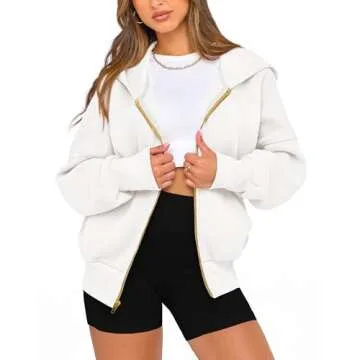 BTFBM Womens Zip Up Hoodies Long Sleeve Fashion Sweatshirt Fleece Y2K Hooded Jacket 2025 Trendy Fall Winter Clothes(White, Large)