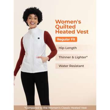 ORORO Quilted Heated Vest for Women, Lightweight Quilted Heating Vest with Battery (Charger Not Included) (White,S)