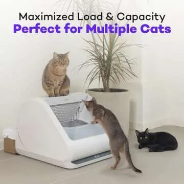 Popur X5 Self-Cleaning Cat Litter Box - Unique Split System, Open Top, 30-Day Capacity - Automatic Litter Scooping Robot, Odor-Seal Disposable Cardboard Bin, 24 Inch Tray, 33 lbs. Load, 99% Leakproof