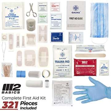 M2 BASICS 321 Piece First Aid Kit for Home and Travel