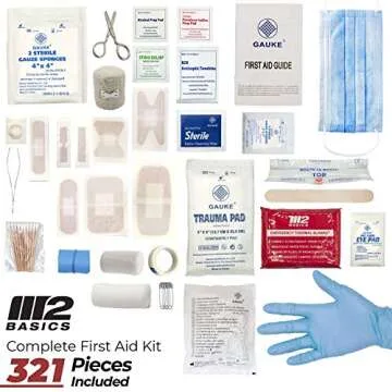 M2 BASICS 321 Piece First Aid Kit for Home and Travel