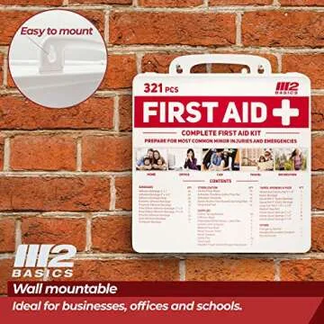 M2 BASICS 321 Piece First Aid Kit for Home and Travel