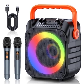 Portable Karaoke Machine with 2 Wireless Mic