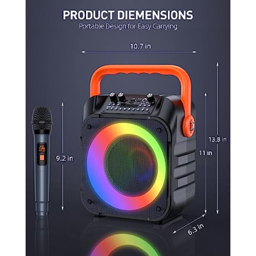 Portable Karaoke Machine with 2 Wireless Mic