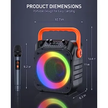 Portable Karaoke Machine with 2 Wireless Mic