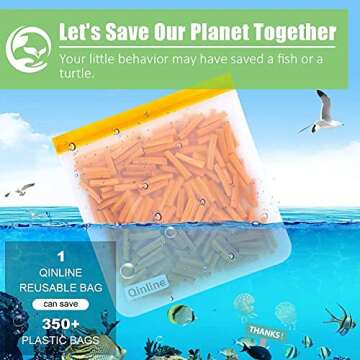 7 Packs Reusable Gallon Bags - Bpa Free Reusable Food Storage Bags, LEAKPROOF Extra Thick Resealable Freezer Bag Upgraded Clear Seal Baggies for Marinate Meat Cereal Sandwich Snack Lunch Travel