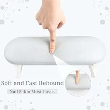 Nail Arm Rest Cushion, Professional Adjustable Nail Hand Rest Stand Arm Rest for Acrylic Nails Cushion Hand Holder, Hand Pillow Stand with PU Leather Soft High-Density Sponge, Manicure Nail Tool
