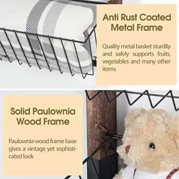 J JACKCUBE 3 Tier Wall Mount Fruit Basket Organizer