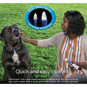 Dog Toothbrush and Toothpaste : Vanilla Mint Flavor Tooth Paste with Tooth Brush for Dogs. Teeth Brushing Cleaner Pet Breath Freshener Oral Care Dental Cleaning Kit. Tartar & Plaque Remover Brushes