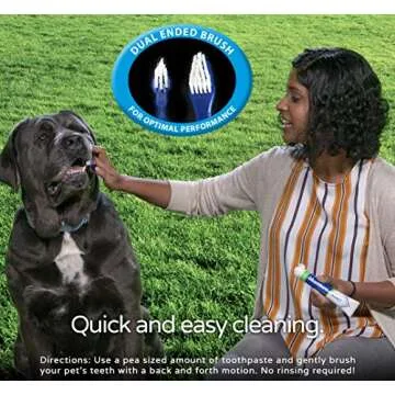 Dog Toothbrush and Toothpaste : Vanilla Mint Flavor Tooth Paste with Tooth Brush for Dogs. Teeth Brushing Cleaner Pet Breath Freshener Oral Care Dental Cleaning Kit. Tartar & Plaque Remover Brushes