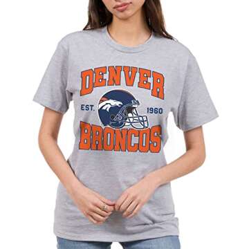 Junk Food Clothing x NFL - Denver Broncos - Team Helmet - Unisex Adult Short Sleeve Fan T-Shirt for ...