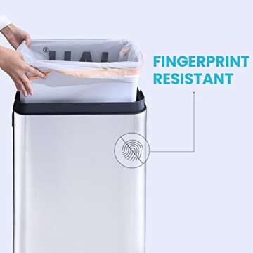 ELPHECO Stainless Steel Kitchen Trash Can 12 Gallon Brushed Stainless Steel Motion Sensor Trash Can Without Inner Bucket, Large Capacity Motion Kitchen Trash Can with Wooden Legs