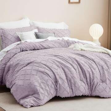 Bedsure Twin/Twin XL Lavender Boho Comforter Set - Chic Bedding for All Seasons