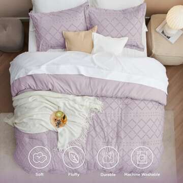 Bedsure Lavender Boho Twin Comforter Set for Dorms
