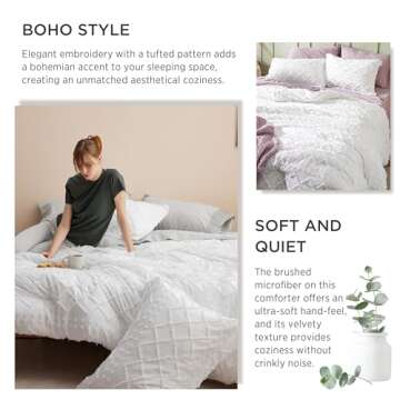 Bedsure Lavender Boho Twin Comforter Set for Dorms