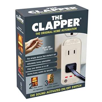 The Clapper, The Original Home Automation Sound Activated Device, On/Off Light Switch, Clap Detection - Kitchen Bedroom TV Appliances - 120v Wall Plug Smart Home Technology, As Seen On TV Home Gift