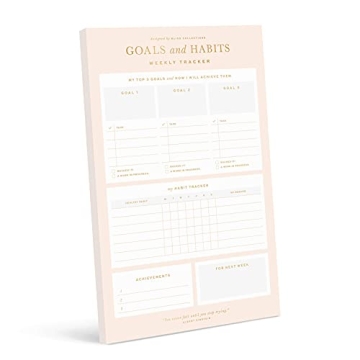 Bliss Collections Weekly Goal and Habit Tracker, Brilliant Beach, Gold Checklist for Organizing and ...