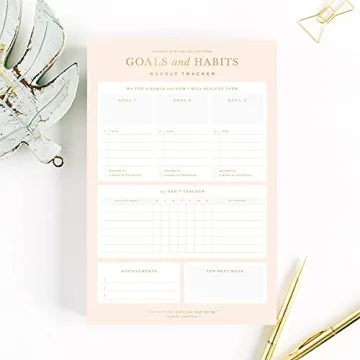 Bliss Collections Weekly Goal and Habit Tracker with Gold Foil