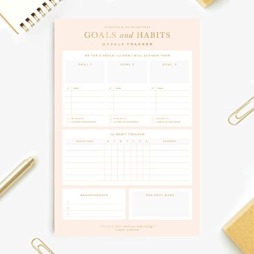 Bliss Collections Weekly Goal and Habit Tracker with Gold Foil