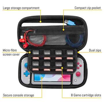 Orzly Switch Lite Case - Durable Travel Protection & Storage