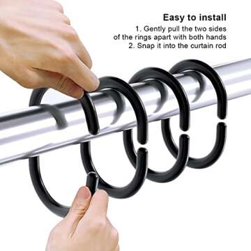 Black Shower Curtain Hooks,24 Packs Plastic Shower Curtain Rings,Shower Curtain Hooks Plastic for Bathroom Shower Window Rod,Durable C-Shaped Hanging Rings Rust Proof (Black)