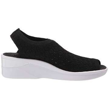 BZees womens Secret Wedge Sandal, black crochet, 6.5 M US