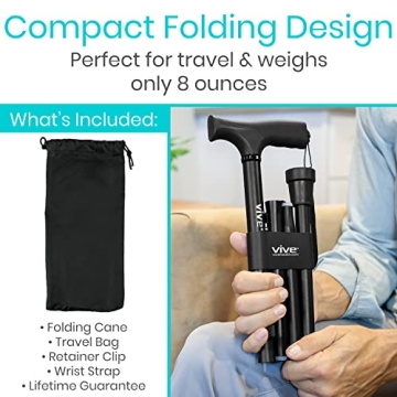 Lightweight Vive Folding Cane - Portable & Fashionable Walking Aid
