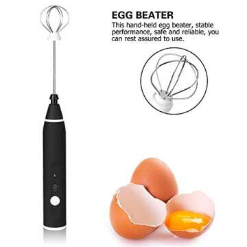 Milk Frother Handheld Frother Whisk, Electric Coffee Foam Maker Mini Blender USB Rechargeable Drink Mixer for Latte, Cappuccino, Hot Chocolate, Frappe, Matcha, Hot Chocolate