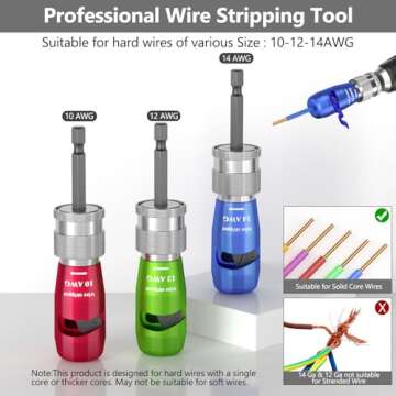 Wire Stripper for Drill, 2024 Electric Wire Stripping and Twisting Tool, Portable Professional Electrician Tool Set Drill Wire Stripper Cutter Tool for Power Drill, Cable Quick Stripping and Connector