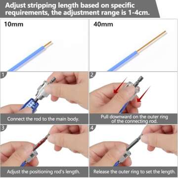 Wire Stripper for Drill, 2024 Electric Wire Stripping and Twisting Tool, Portable Professional Electrician Tool Set Drill Wire Stripper Cutter Tool for Power Drill, Cable Quick Stripping and Connector