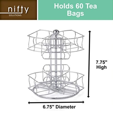 Nifty Tea Bag Spinning Carousel - 60 Bags, 360-Degree Spin