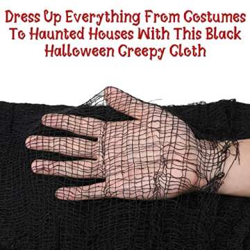 Halloween Creepy Cloth Black 2pcs, 80"x200", Halloween Party Decorations Clearance Spooky Halloween Outdoor Indoor Decorations Halloween Wall Decor Scary Gauze Cloth for Haunted House Patio Garden