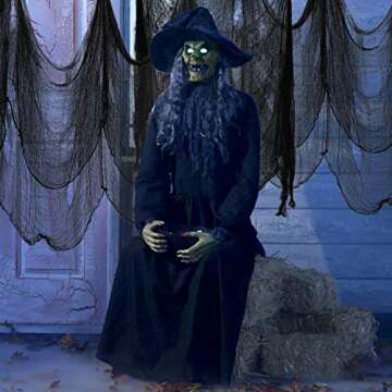 Halloween Creepy Cloth Black 2pcs, 80"x200", Halloween Party Decorations Clearance Spooky Halloween Outdoor Indoor Decorations Halloween Wall Decor Scary Gauze Cloth for Haunted House Patio Garden