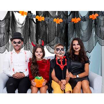 Halloween Creepy Cloth Black 2pcs, 80"x200", Halloween Party Decorations Clearance Spooky Halloween Outdoor Indoor Decorations Halloween Wall Decor Scary Gauze Cloth for Haunted House Patio Garden