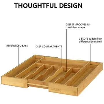 Fiedle Foil and Plastic Wrap Organizer, 3 in 1 Bamboo Plastic Wrap Dispenser with Cutter, Foil and Wax Paper Dispenser for Kitchen Drawer Hangable Roll Organizer Compatible with 6" Roll.