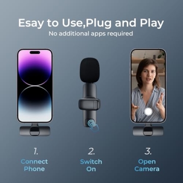 YRF Mini Wireless Lavalier Microphone for iPhone, iPad, Android, Clip on Mic, Omni Lav Mic for Video...