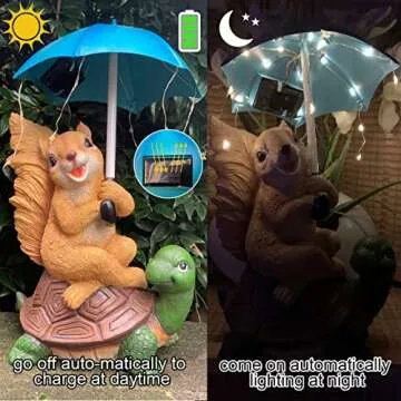 MALISTER Solar Garden Statue Adorable Squirrel Turtle Decor