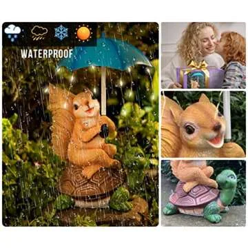 MALISTER Solar Garden Statue Adorable Squirrel Turtle Decor