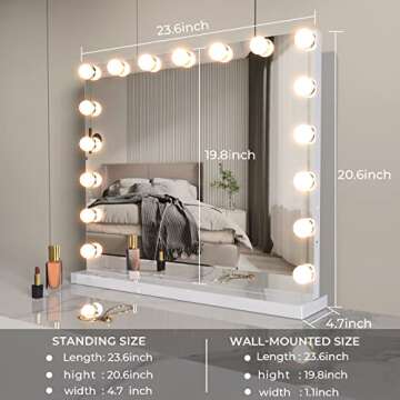 ZL ZELing Vanity Mirror Makeup Mirror with Lights,23.6" x 19.6"Large Tabletop Light up Mirror with 1...