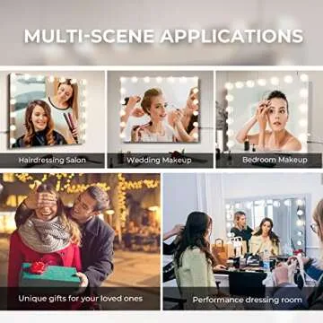 ZL ZELing Vanity Mirror Makeup Mirror with Lights,23.6" x 19.6"Large Tabletop Light up Mirror with 17Bulbs,10X Magnification,USB Charging Port,3 Color Touch Control Dimmable Lights.