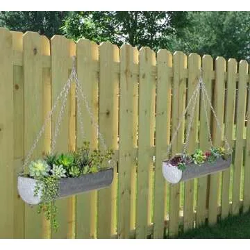 ShabbyDecor Galvanized Metal Trough Farmhouse Wall Hanging Planter, Plant Holders Indoor Hanging for Ferns Ivy Succulent Cactus Spider Plants