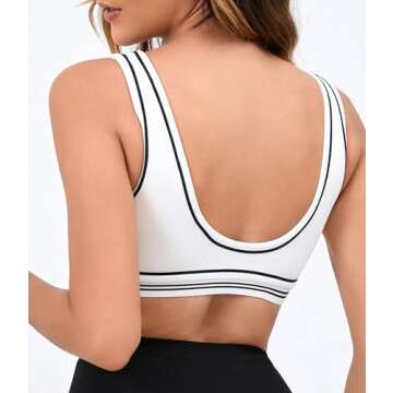 Move With You Womens Sweetheart Padded Sports Bra- Workout Fitness Square Neck Low Back Yoga Bra(Whi...